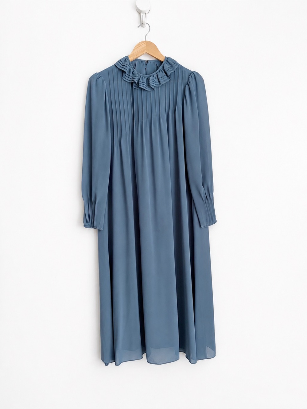Vintage 70s St. Gillian by Kay Unger Pleated Ruffle Midi Dress Coquette S